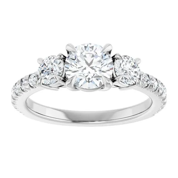 Bezel-Set Three-Stone Engagement Ring Image 3 Berilian Jewelers Folsom, CA