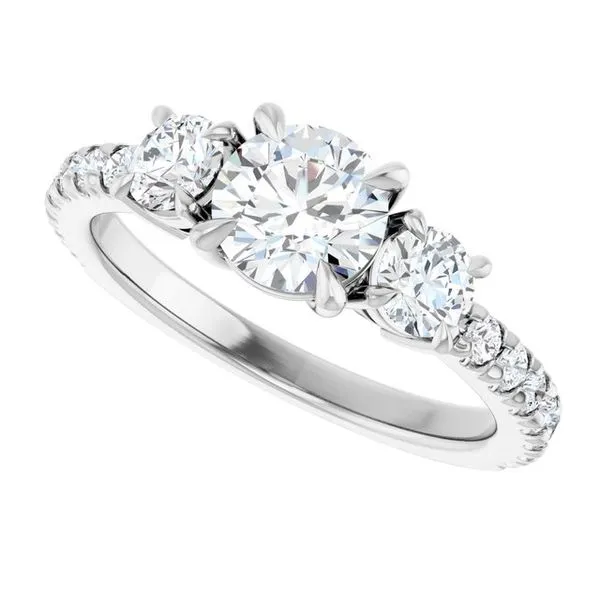 Bezel-Set Three-Stone Engagement Ring Image 5 Berilian Jewelers Folsom, CA