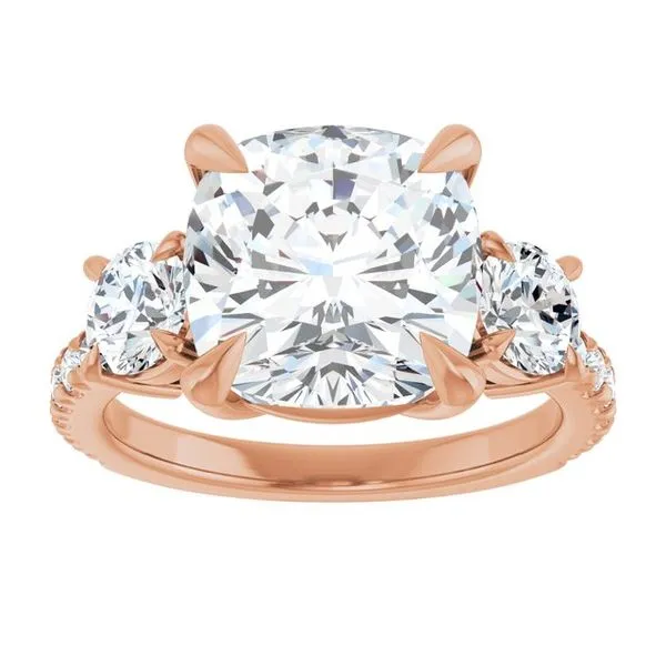 Bezel-Set Three-Stone Engagement Ring Image 3 Berilian Jewelers Folsom, CA