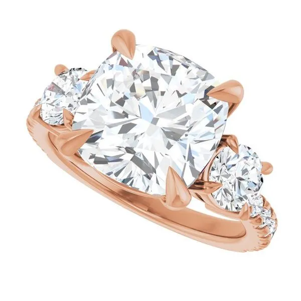 Bezel-Set Three-Stone Engagement Ring Image 5 Berilian Jewelers Folsom, CA