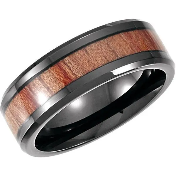 Casted Wood Inlay Comfort-Fit Band Studio D Jewelers Woodstock, IL