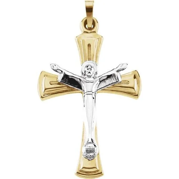 Two-Tone Risen Christ Crucifix Pendant Leslie E. Sandler Fine Jewelry and Gemstones rockville , MD