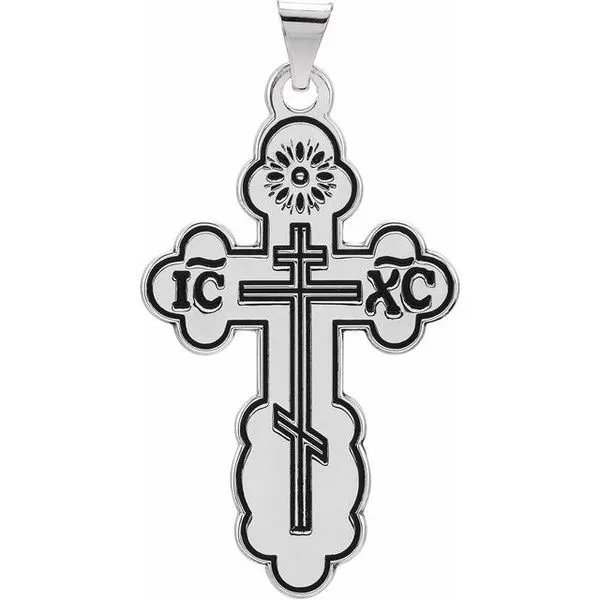 Orthodox Cross Pendant with Black Inlay James & Williams Jewelers Berwyn, IL