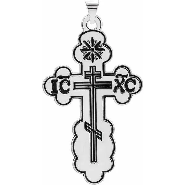 Orthodox Cross Pendant with Black Inlay James & Williams Jewelers Berwyn, IL