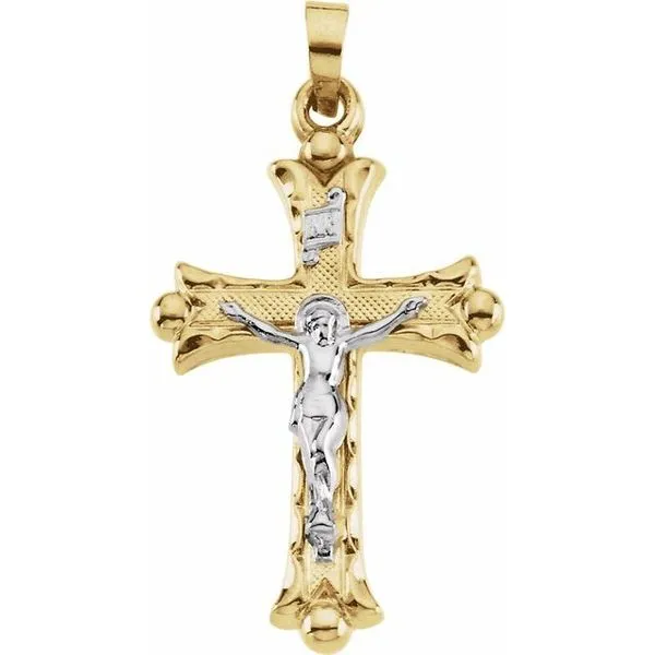 Two-Tone Hollow Crucifix Pendant J. Meredith Jewelers Delafield, WI