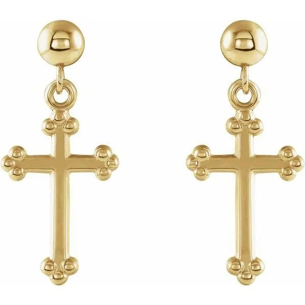 Cross & Ball Earrings Image 2 Hopman Jewelers Elkhart, IN