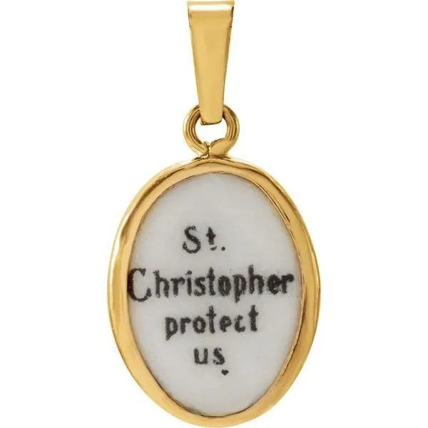 Hand Painted St. Christopher Porcelain Pendant Image 3 J. Meredith Jewelers Delafield, WI