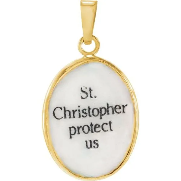 Hand Painted St. Christopher Porcelain Pendant Image 3 Delfine's Jewelry Charleston, WV
