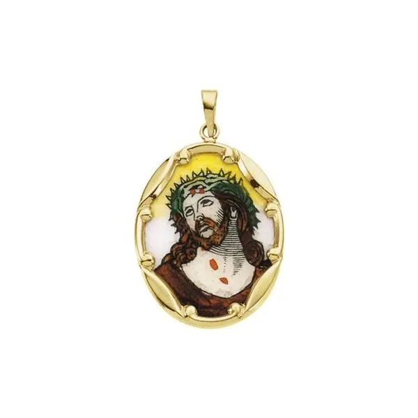 Hand Painted Face of Jesus Porcelain Pendant (Ecce Homo) Delfine's Jewelry Charleston, WV
