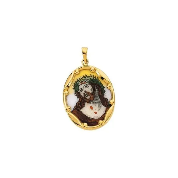 Hand Painted Face of Jesus Porcelain Pendant (Ecce Homo) Delfine's Jewelry Charleston, WV