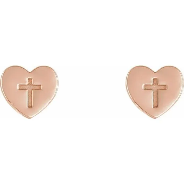 Heart & Cross Earrings Image 2 J. Meredith Jewelers Delafield, WI