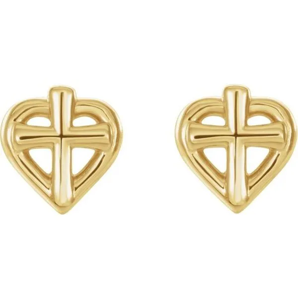Youth Cross & Heart Earrings Image 2 Hopman Jewelers Elkhart, IN