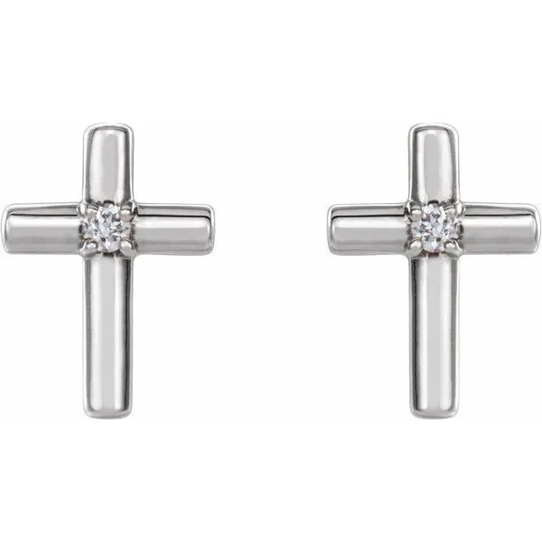 Solitaire Cross Earrings Image 2 M. J. Thomas Jewelers, Ltd. Stratford, CT