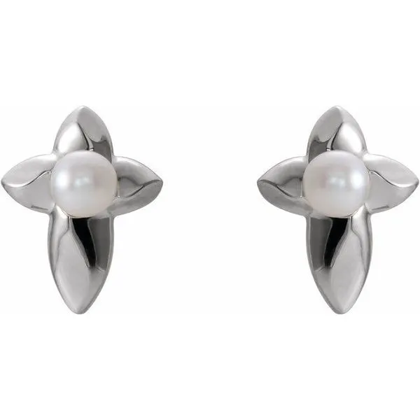 Pearl Cross Earrings Image 2 J. Meredith Jewelers Delafield, WI