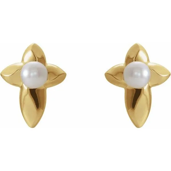 Pearl Cross Earrings Image 2 Leslie E. Sandler Fine Jewelry and Gemstones rockville , MD