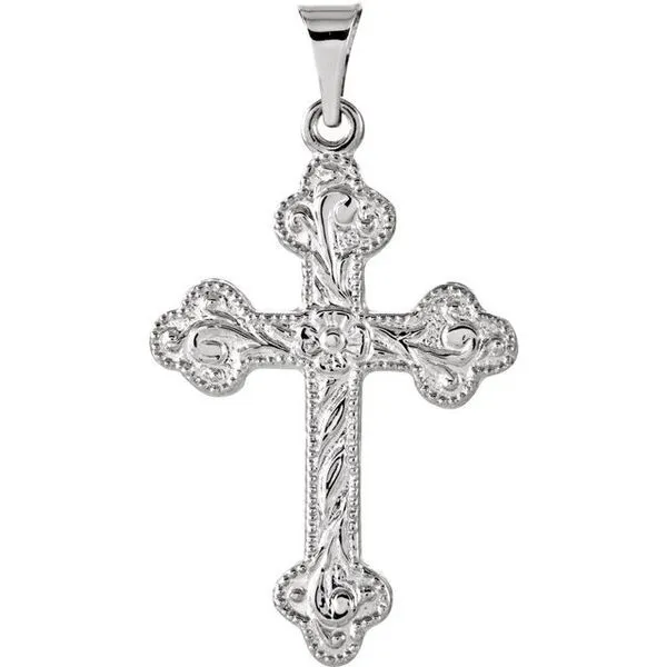 Floral-Inspired Cross Pendant Leslie E. Sandler Fine Jewelry and Gemstones rockville , MD