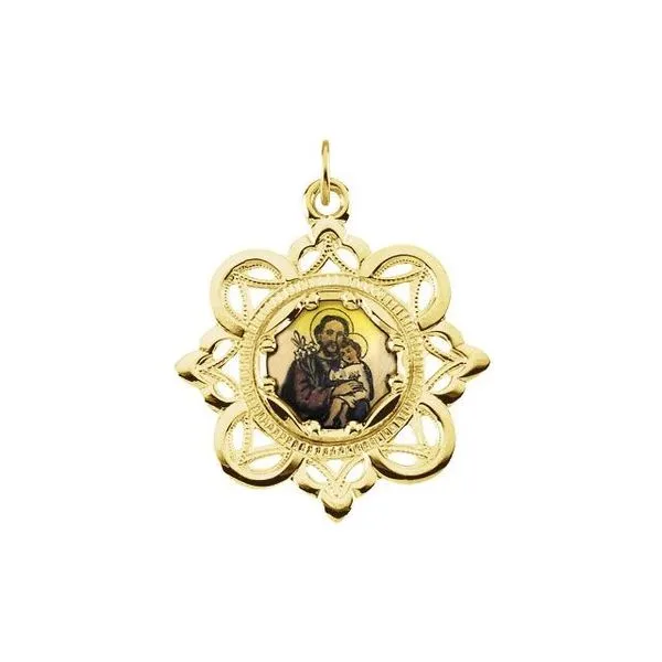 Enamel St. Joseph Framed Medal D'Errico Jewelry Scarsdale, NY