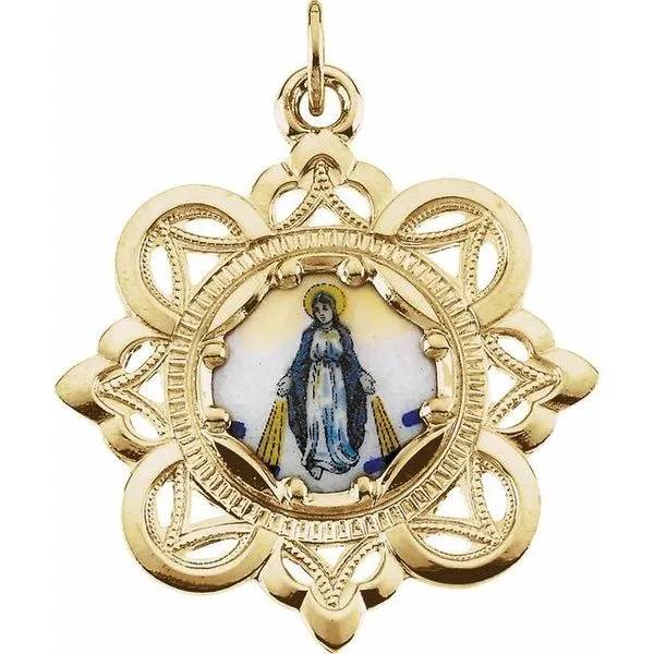 Enamel Milagrosa Framed Medal Diny's Jewelers Middleton, WI