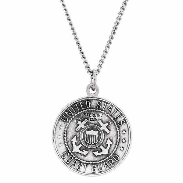 St. Christopher U.S. Coast Guard Medal Necklace Image 3 J. Meredith Jewelers Delafield, WI