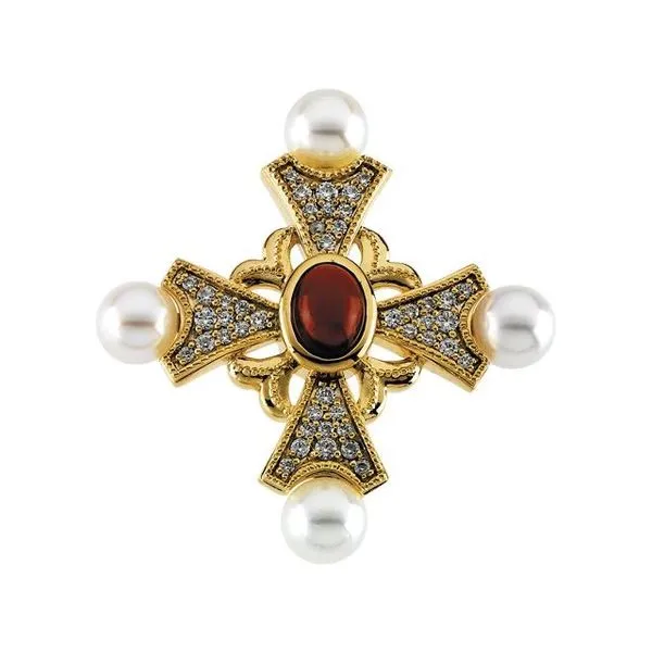 Vintage-Inspired Pearl Cross Pendant Hopman Jewelers Elkhart, IN