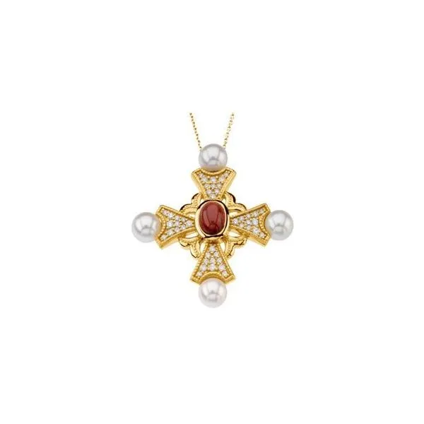 Vintage-Inspired Pearl Cross Pendant Leslie E. Sandler Fine Jewelry and Gemstones rockville , MD