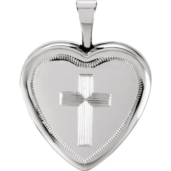 Heart Locket with Cross J. Meredith Jewelers Delafield, WI