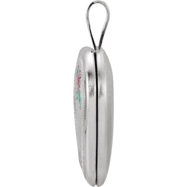 Enamel Roses & Cross Heart Locket Image 2 Rasmussen Jewelers Spanish Fork, UT