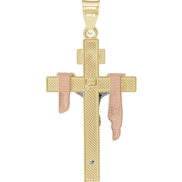 Tri-Color Crucifix Pendant Image 3 M. J. Thomas Jewelers, Ltd. Stratford, CT