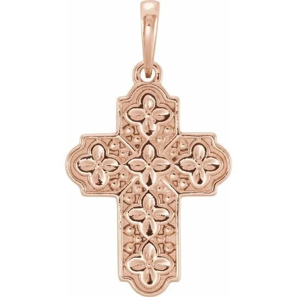 Ornate Floral-Inspired Cross Pendant J. Meredith Jewelers Delafield, WI