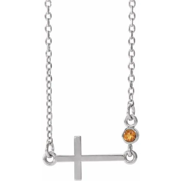 Accented Sideways Cross Necklace J. Meredith Jewelers Delafield, WI