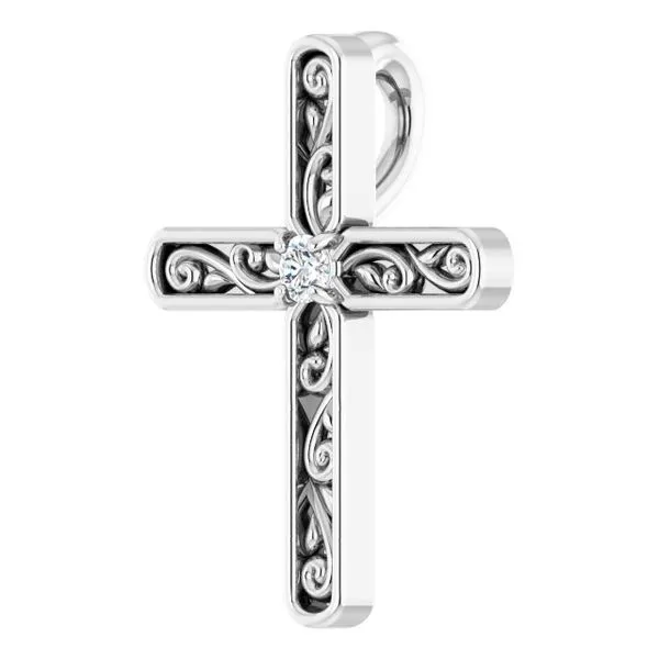 Sculptural Solitaire Cross Pendant Image 2 Rick's Jewelers California, MD