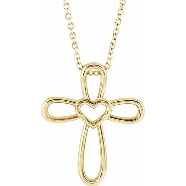 Cross with Heart Necklace Jewelry Design Studio Jensen Beach, FL