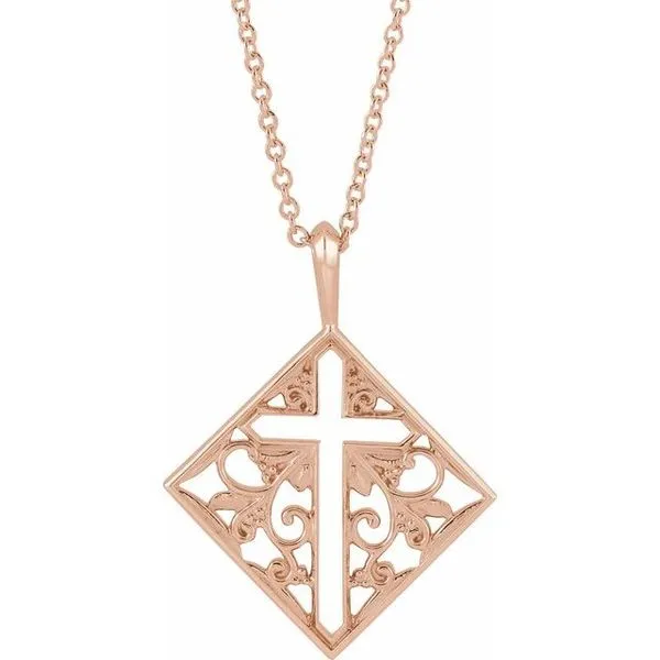 Ornate Pierced Cross Necklace Jerald Jewelers Latrobe, PA