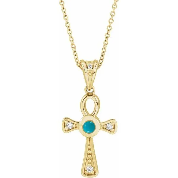 Cabochon Ankh Cross Necklace D'Errico Jewelry Scarsdale, NY