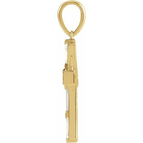 Accented Baguette Cross Pendant Image 2 Rasmussen Jewelers Spanish Fork, UT