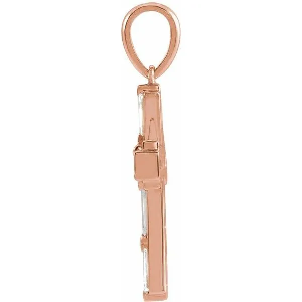 Accented Baguette Cross Pendant Image 2 Hopman Jewelers Elkhart, IN