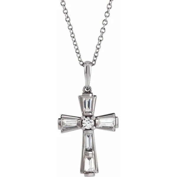 Accented Baguette Cross Necklace Hopman Jewelers Elkhart, IN