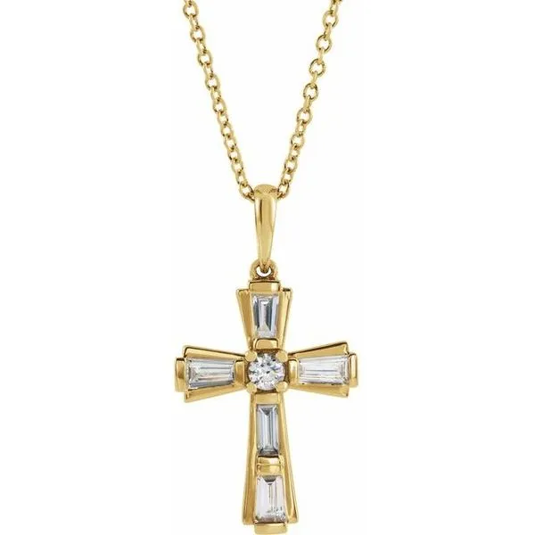 Accented Baguette Cross Necklace Jewelry Design Studio Jensen Beach, FL