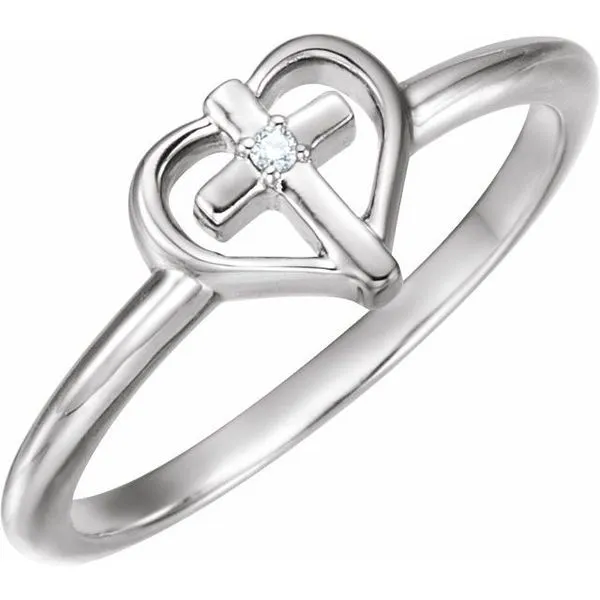 Accented Cross & Heart Ring Bauble Patch Jewelers Comstock Park, MI