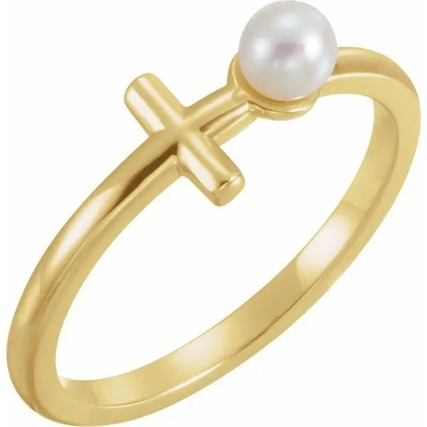 Pearl Sideways Cross Ring Jewelry Design Studio Jensen Beach, FL