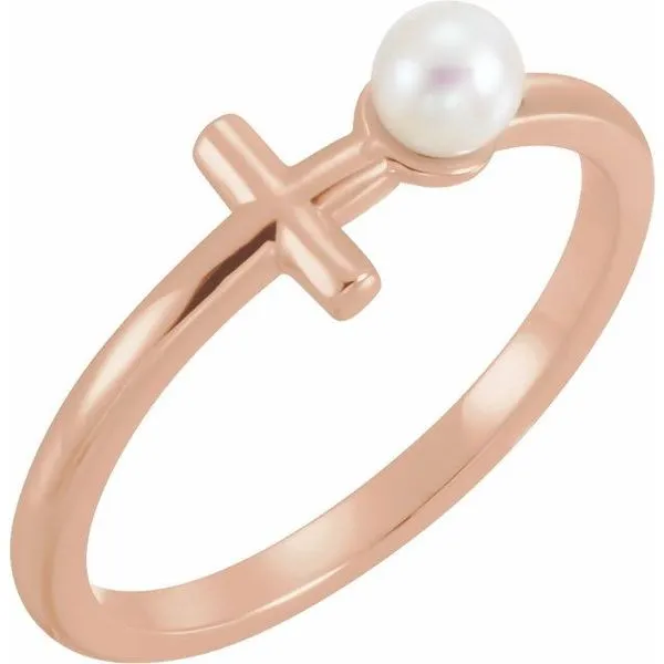 Pearl Sideways Cross Ring Jewelry Design Studio Jensen Beach, FL