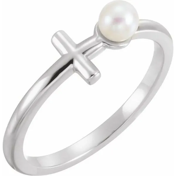 Pearl Sideways Cross Ring Jewelry Design Studio Jensen Beach, FL