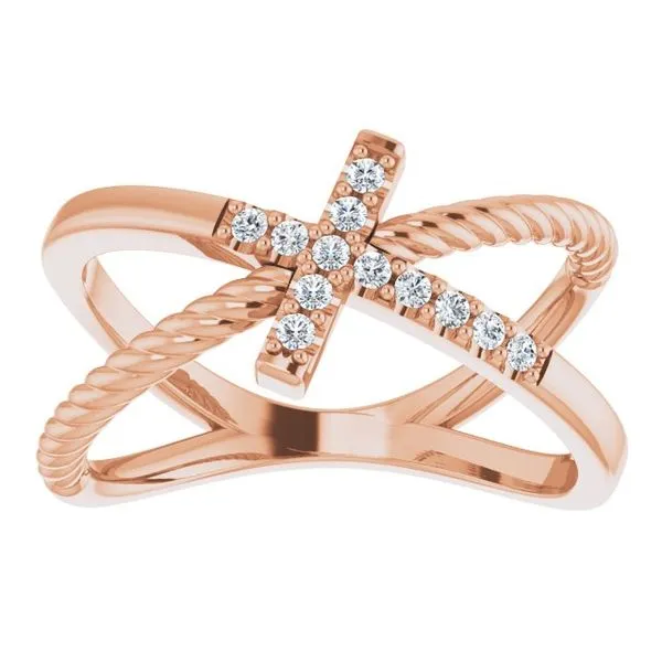 Accented Cross Rope Ring Image 3 Hopman Jewelers Elkhart, IN