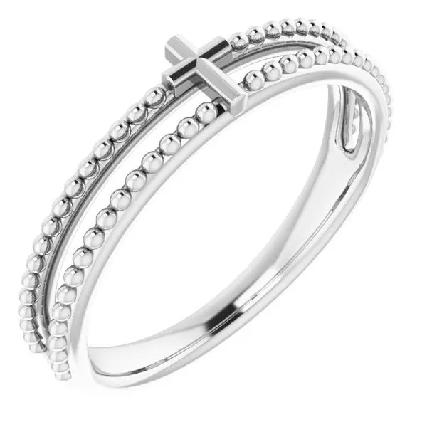 Milgrain Stackable Cross Ring Leslie E. Sandler Fine Jewelry and Gemstones rockville , MD