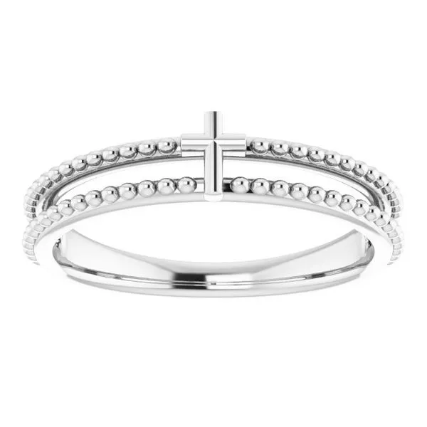 Milgrain Stackable Cross Ring Image 3 J. Meredith Jewelers Delafield, WI