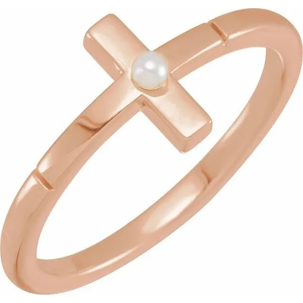 Pearl Sideways Cross Ring Hopman Jewelers Elkhart, IN