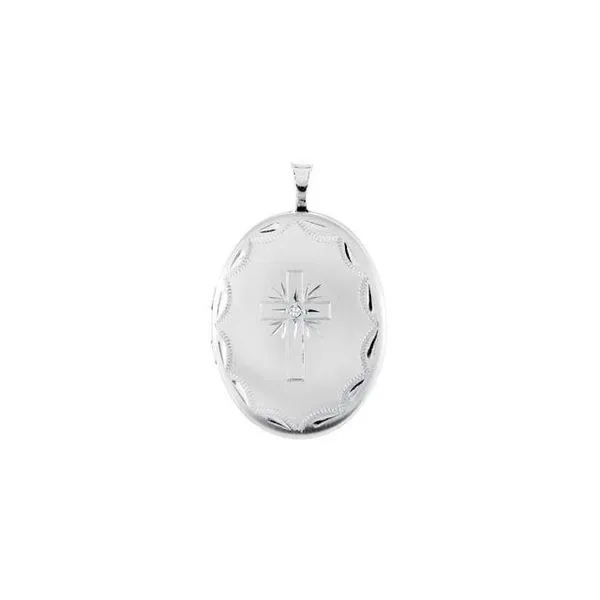 Oval Locket with Cross Hopman Jewelers Elkhart, IN