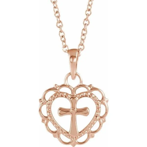 Youth Heart with Cross Necklace D'Errico Jewelry Scarsdale, NY