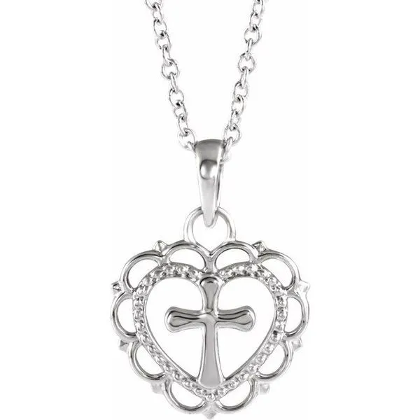 Youth Heart with Cross Necklace Arlene's Fine Jewelry Vidalia, GA