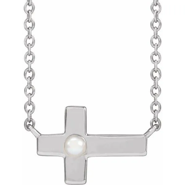 Pearl Sideways Cross Necklace D'Errico Jewelry Scarsdale, NY